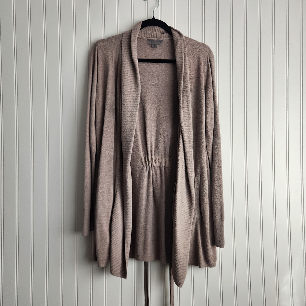 BAREFOOT DREAMS Cozychic Ultra Lite Knit Beige Neutral Waist Tie Cardigan Medium